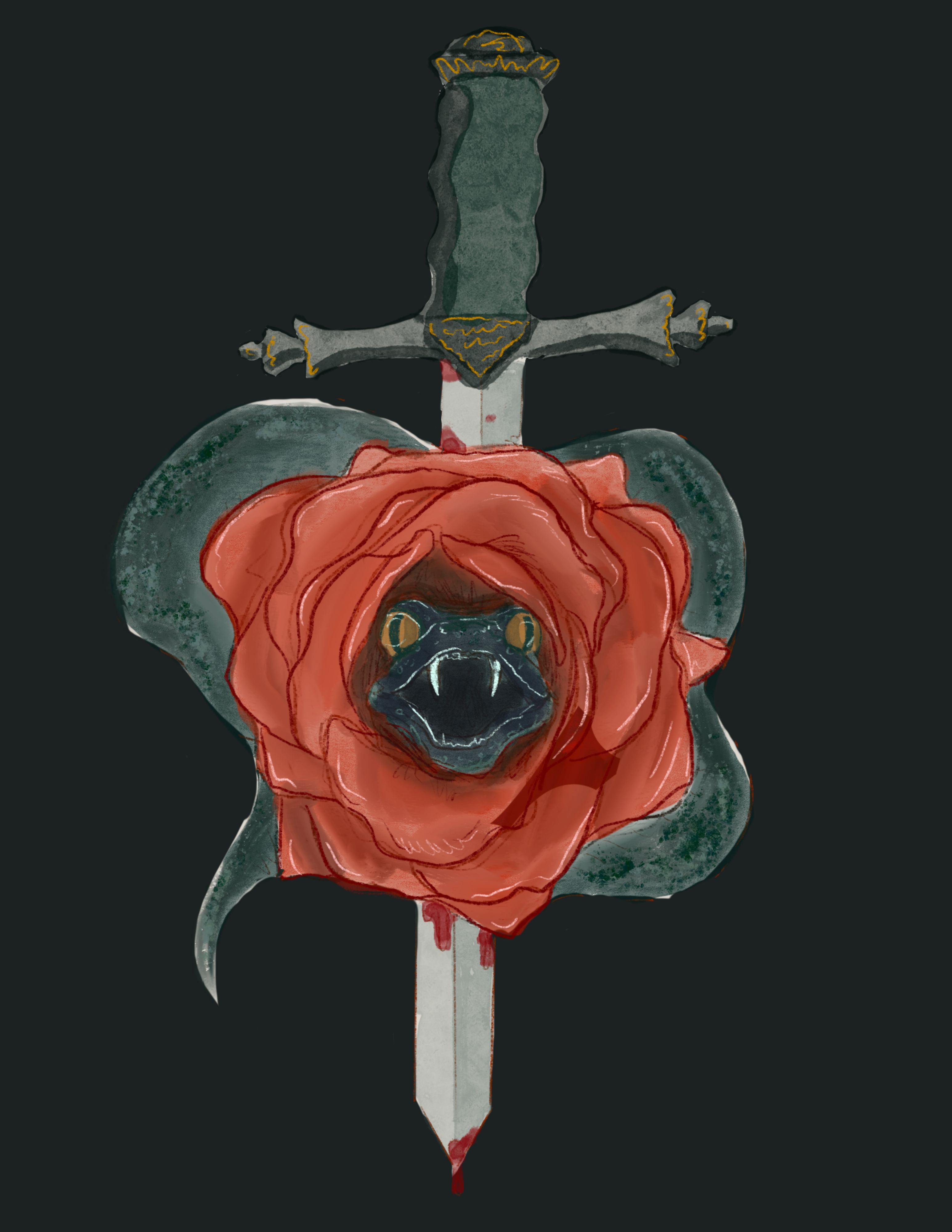 Image of Dagger with Rose & Snake