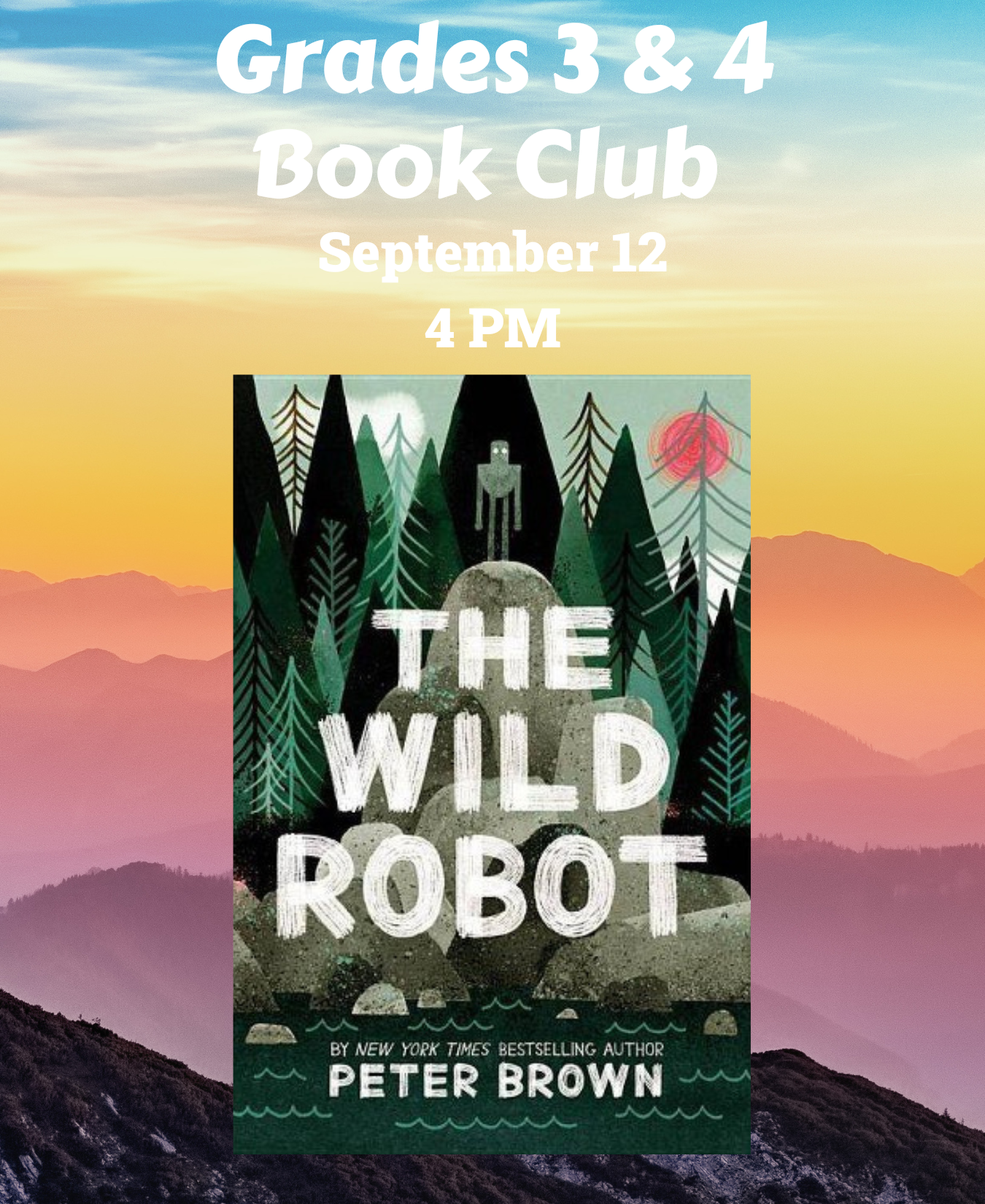 The Wild Robot cover on colorful background