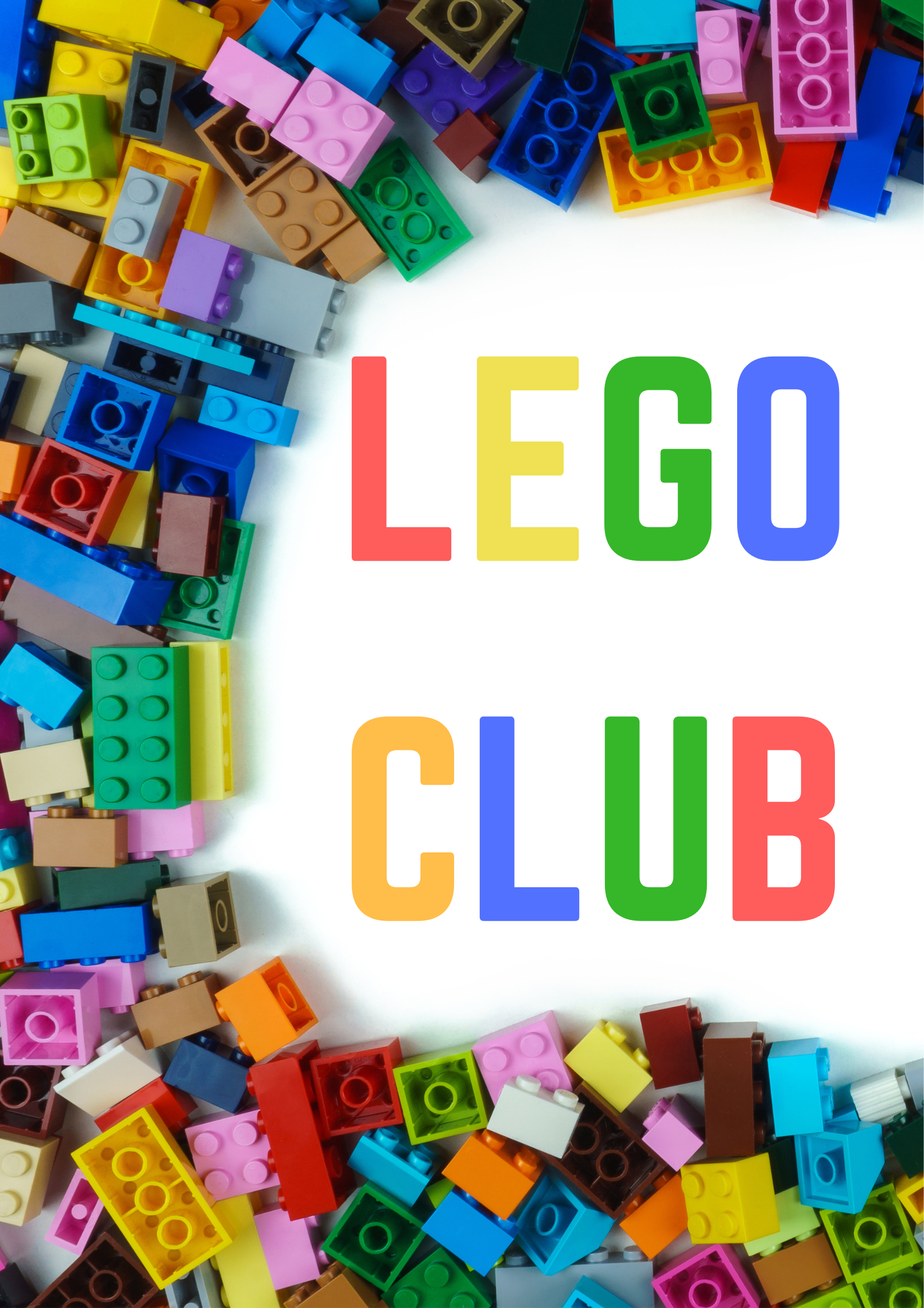 LEGO Club with LEGOs surrounding the text