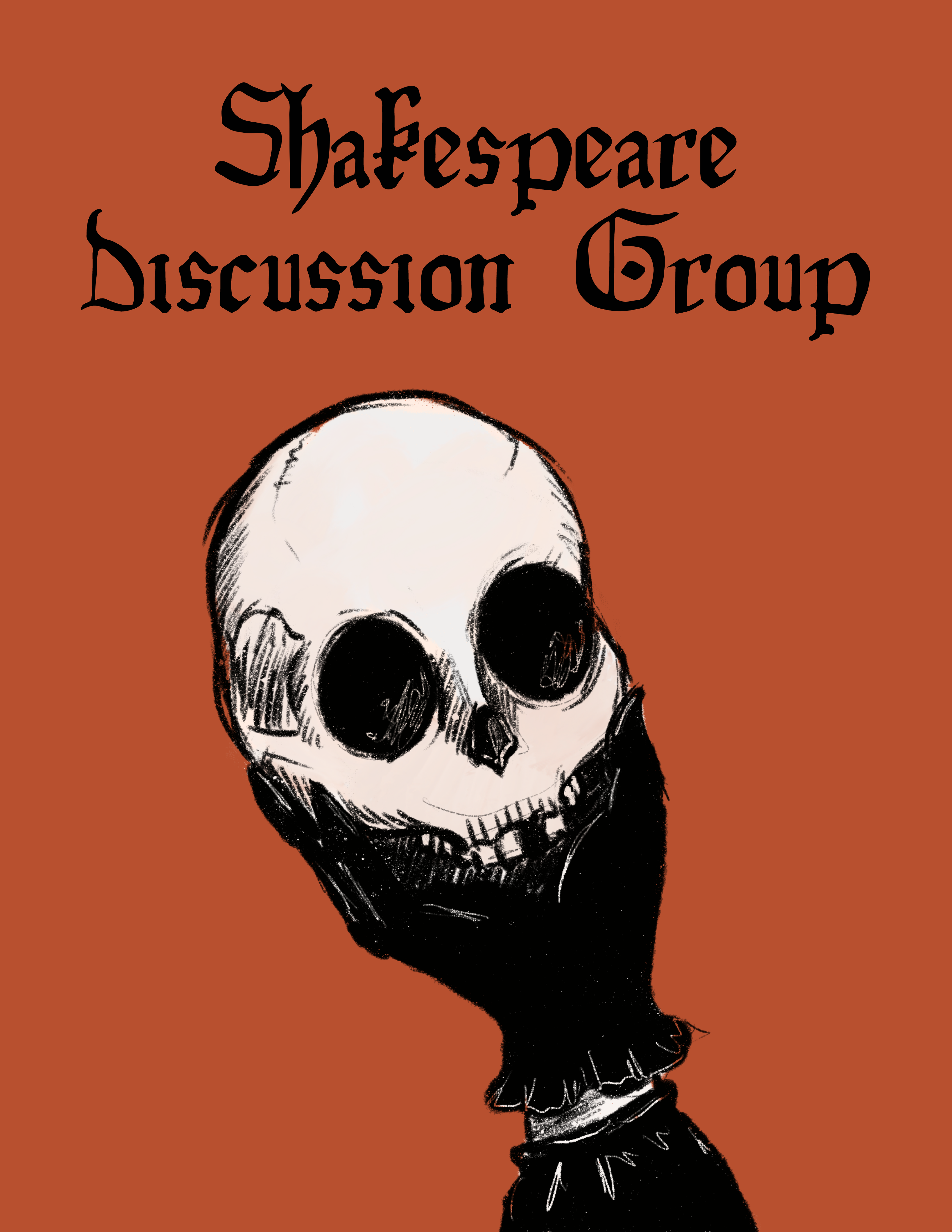 Shakespeare Discussion Group Human Skull Held by  Human Hand with Black Glove