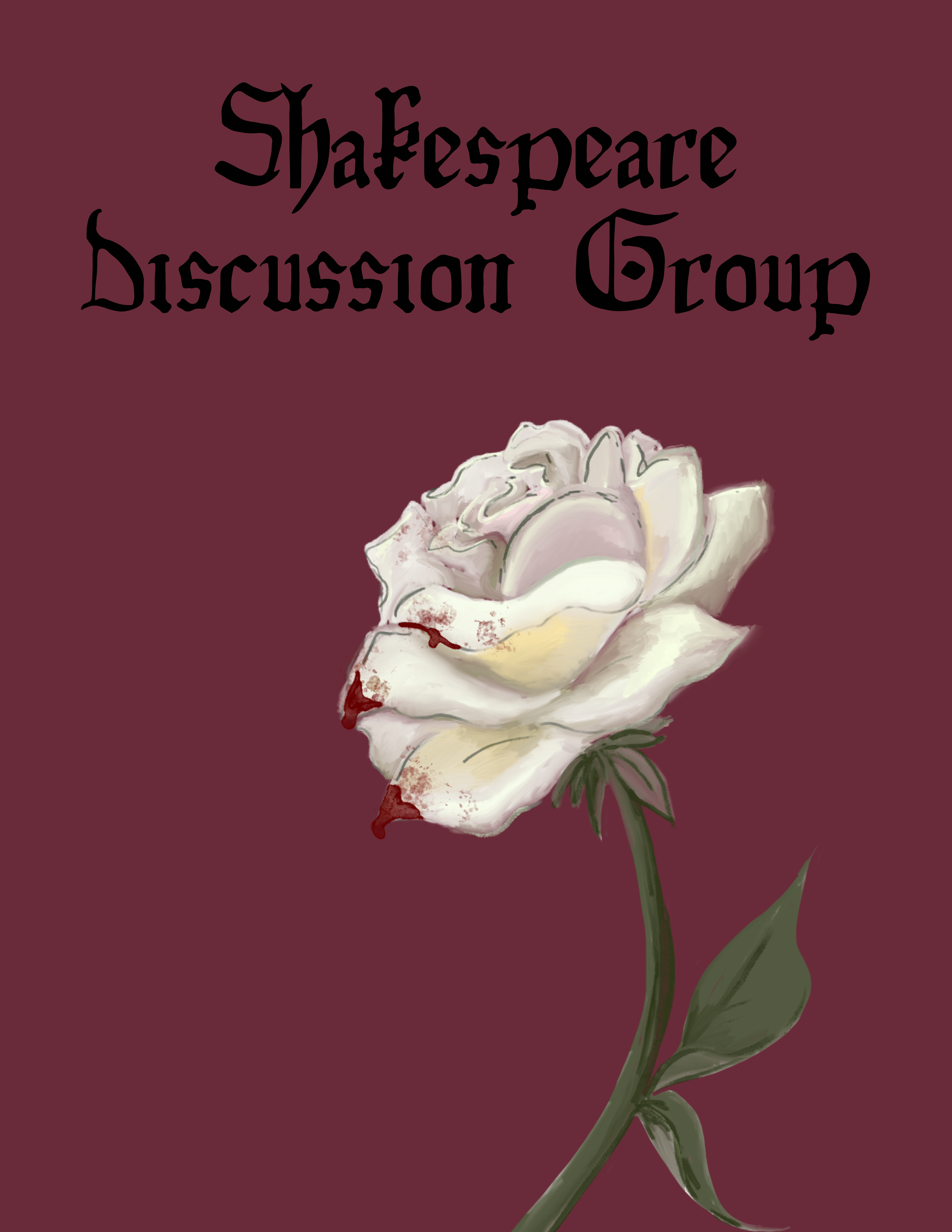 Shakespeare Discussion Group White Rose with Blood Drops on Petals