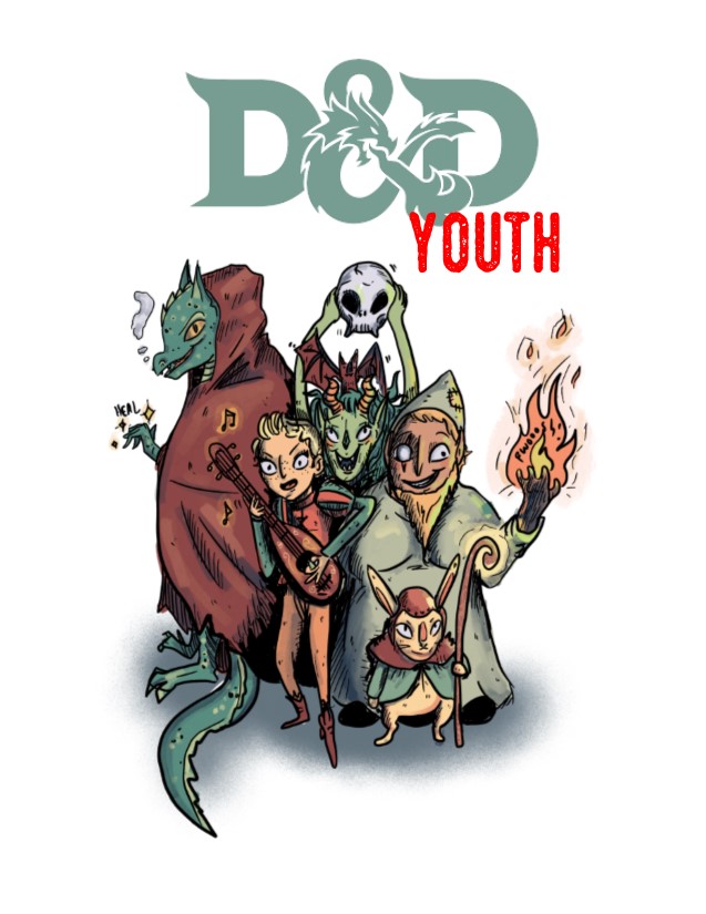 D&D Youth with pictures of various hand-drawn characters.