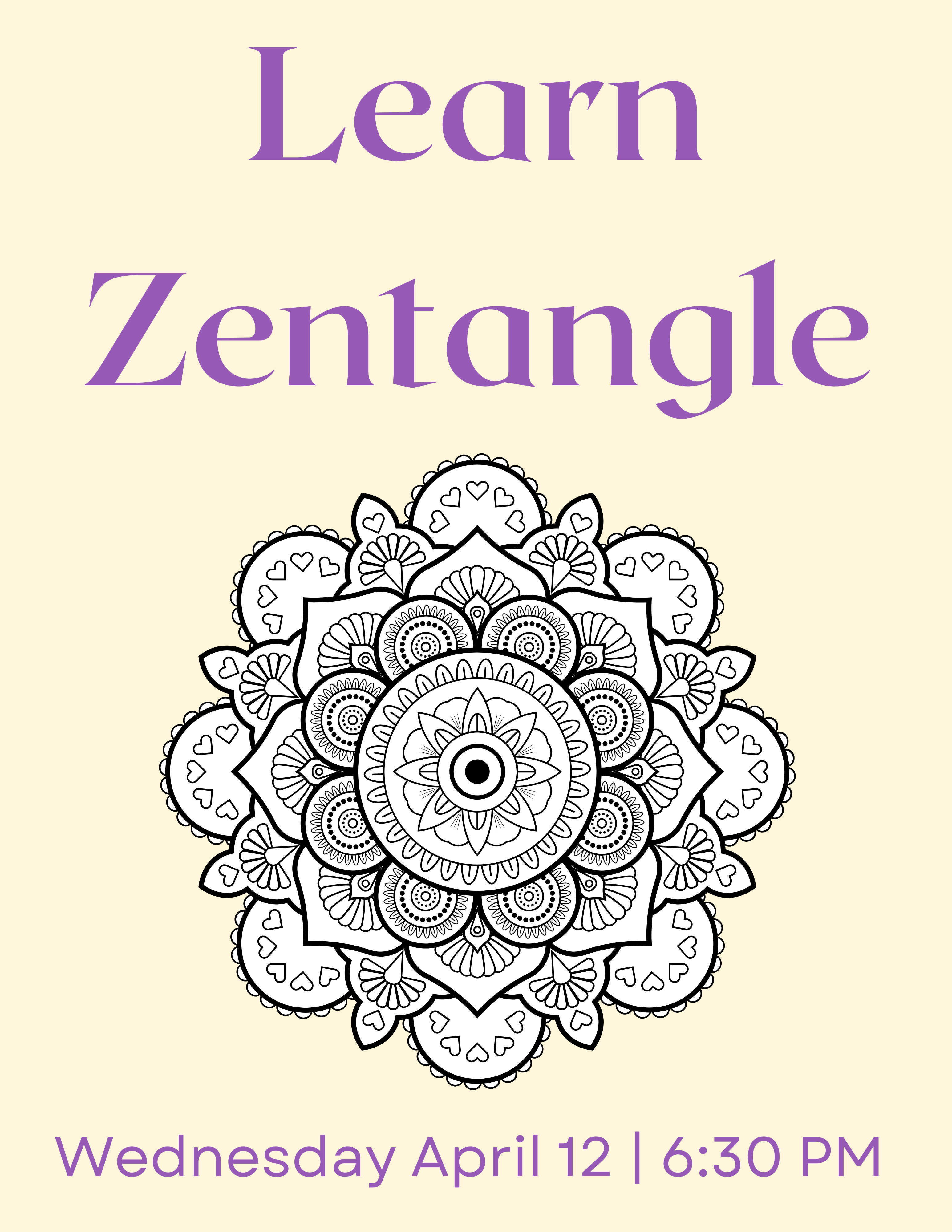 Learn Zentangle Wednesday April 12 6:30 PM Zentangle pattern