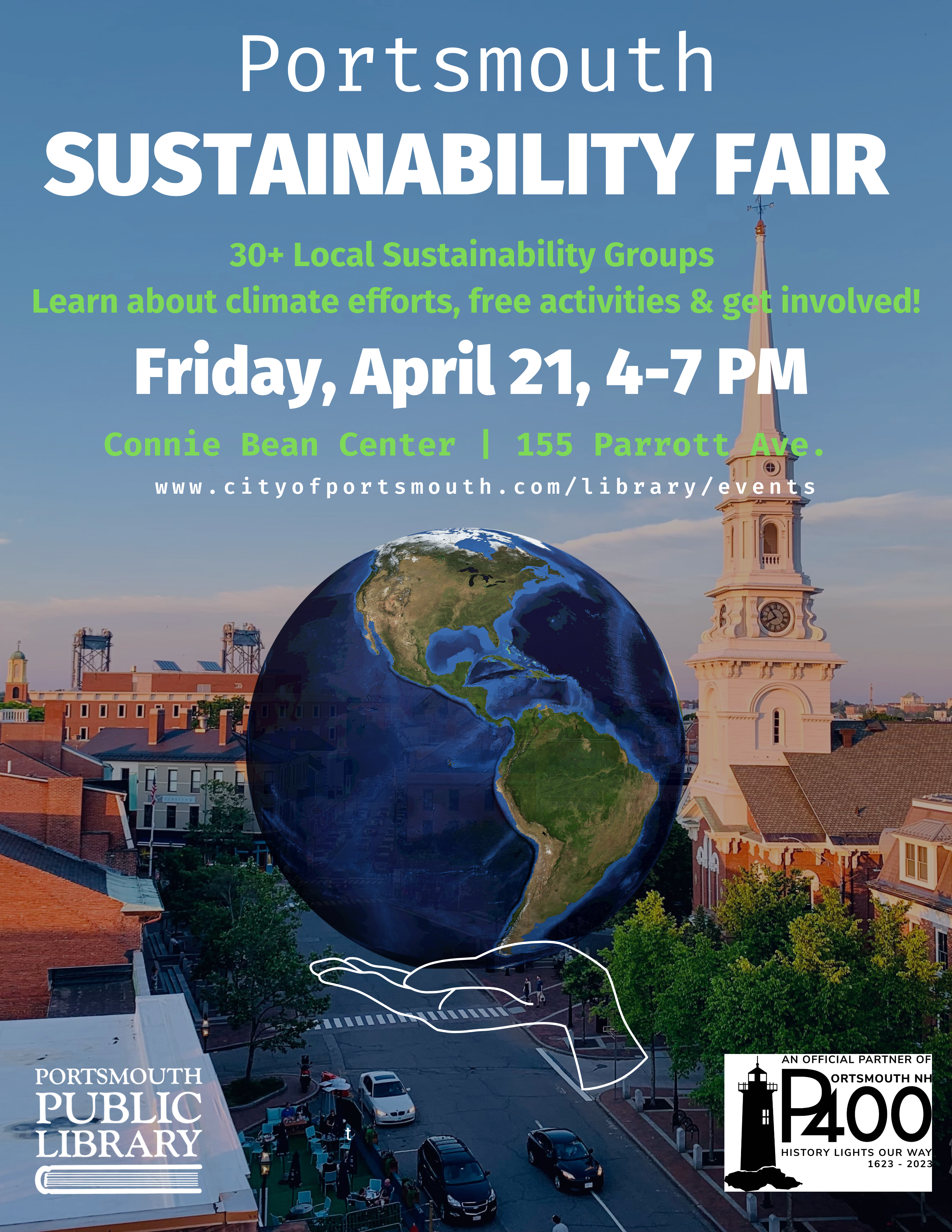 Portsmouth Sustainability Fair Friday April 21 4-7 Connie Bean Center 30 sustainability organizations activities 
