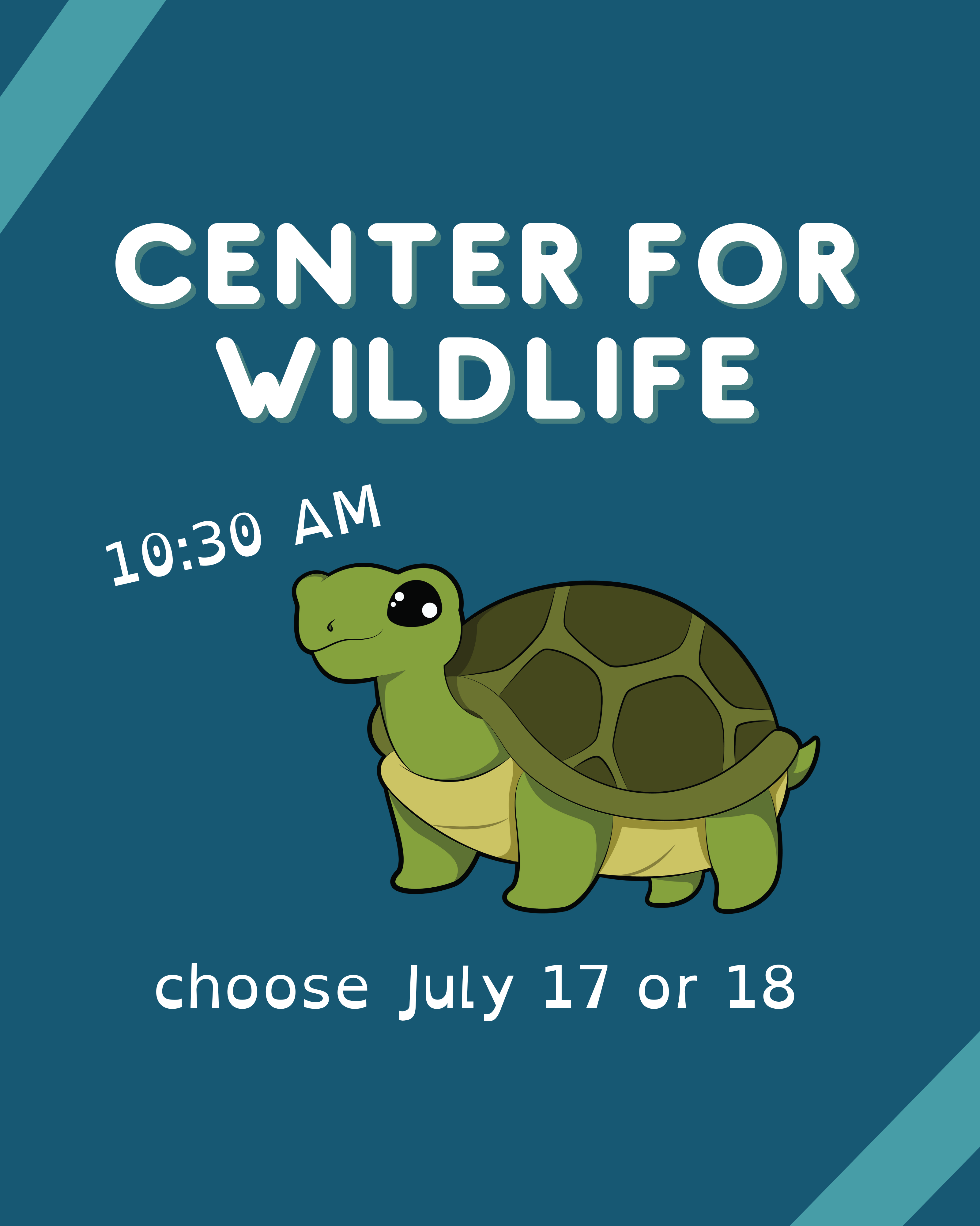 Center for Wildlife presentations July 17 or 18 -- link to details