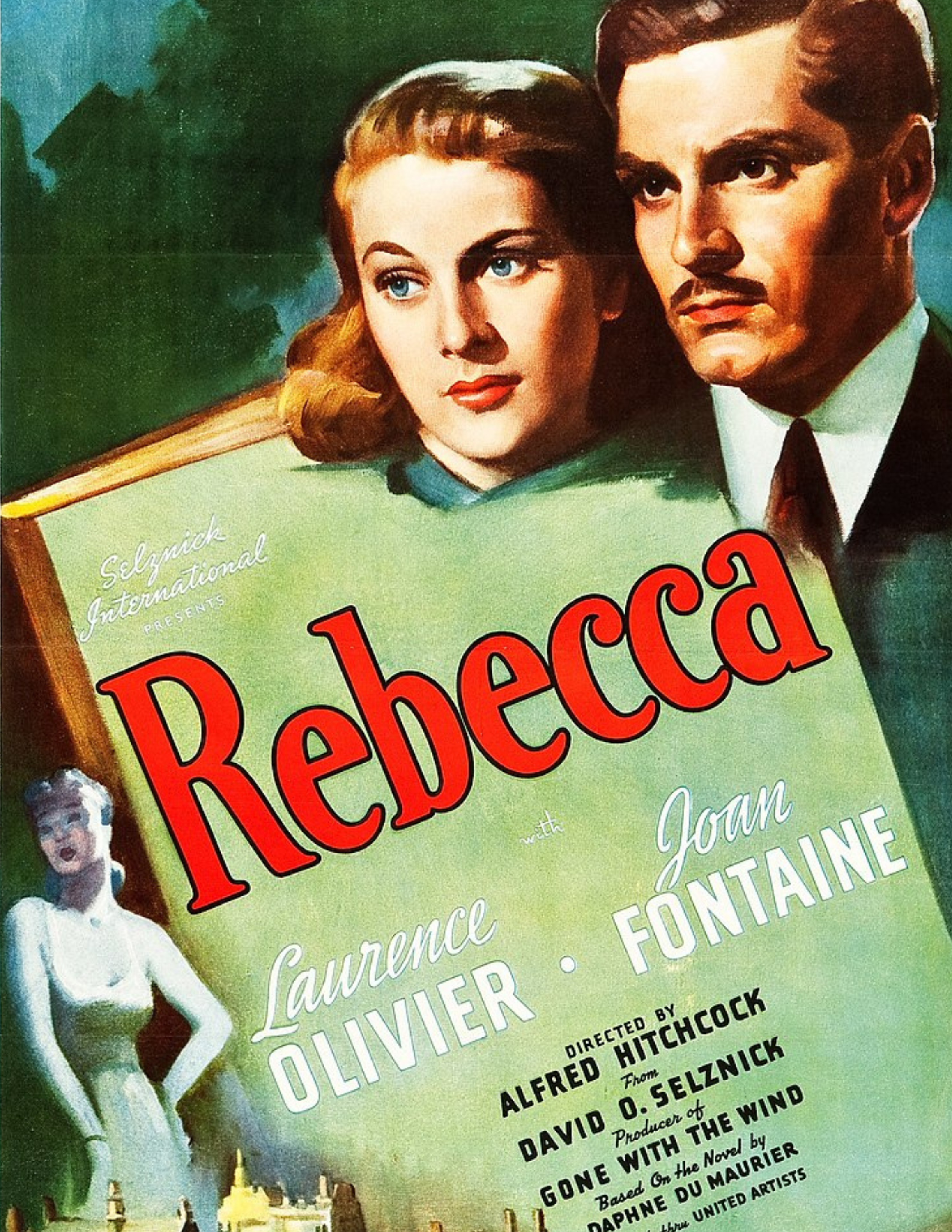 Rebecca Hitchcock Lawrence Olivier and Joan Fontaine Woman and man looking at woman in ballgown