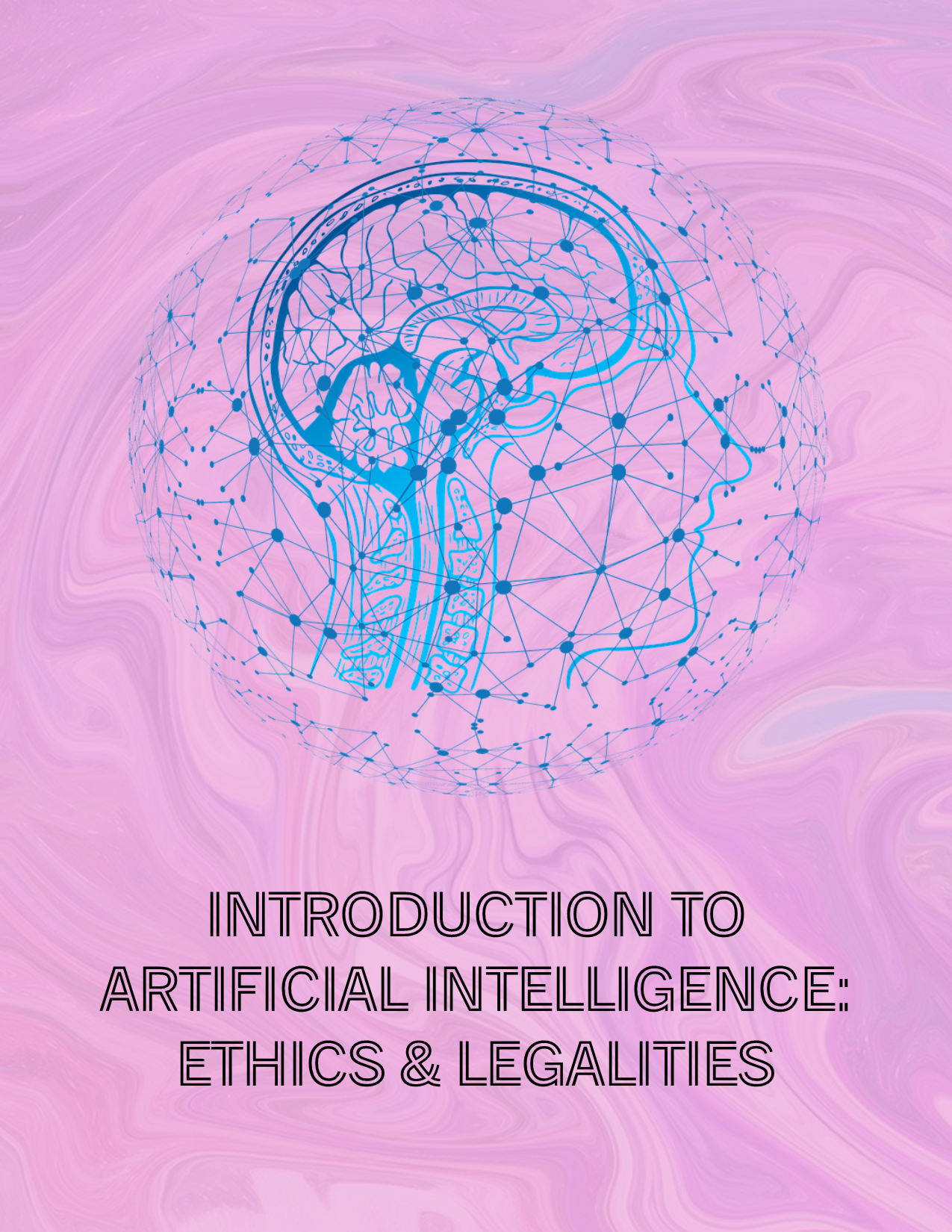 Human skull with many points of connection on pink background Artificial Intelligence