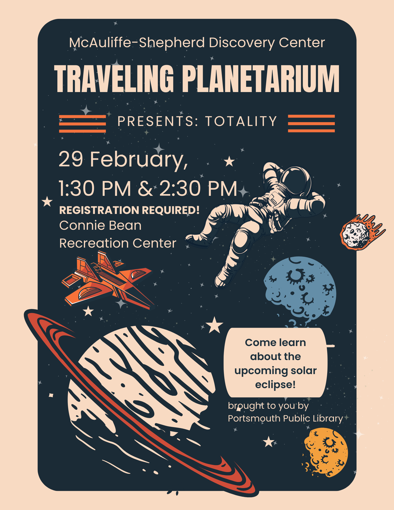 Traveling Planetarium, planets on background