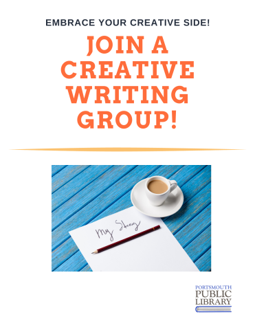 Join a creative writing group blue table with pad of paper and pencil 
