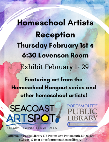 Colorful swirls with Homeschool Hangout Exhibit Reception Seacoast ArtSpot