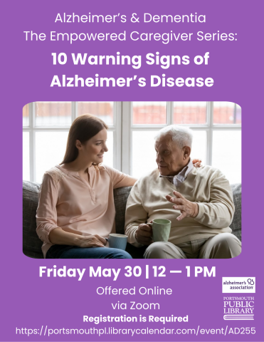 Woman and older man sitting on couch talking ten warning signs of alzheimers and dementia