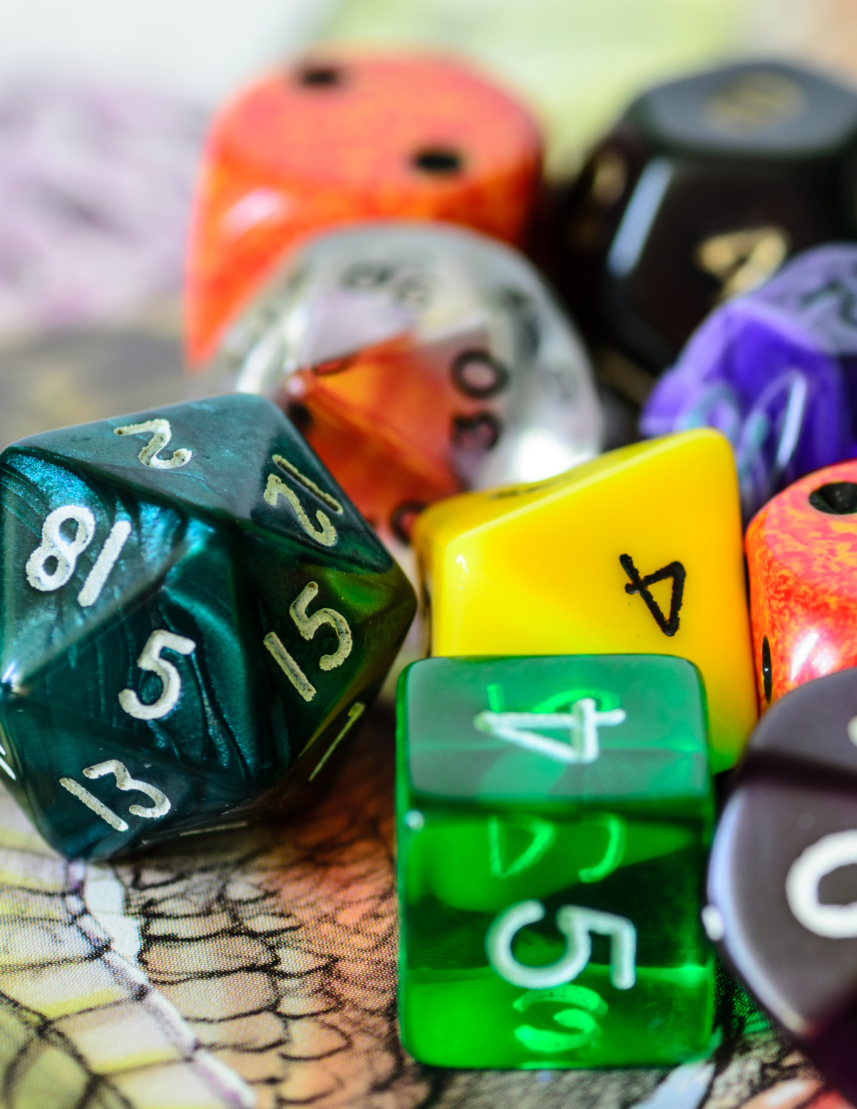 Scattered D&D dice