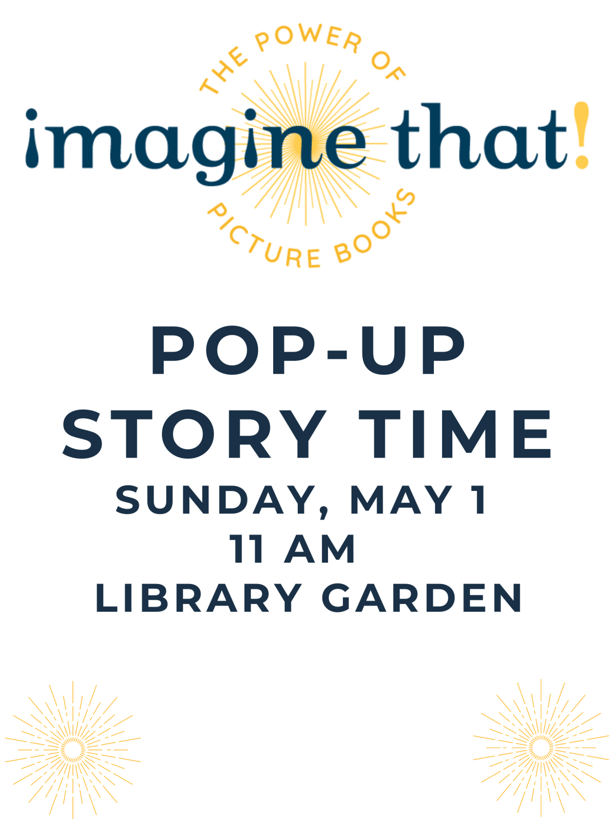 Imagine That Pop Up Story Time Sunday May 1 11 AM