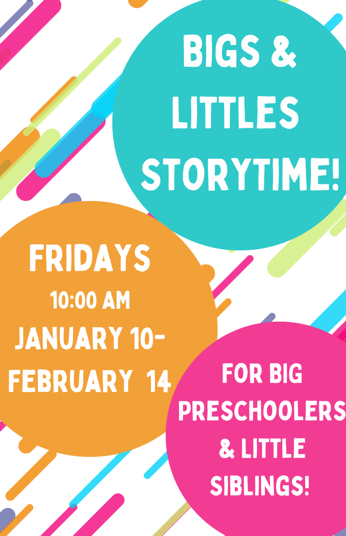 Bigs and Littles Storytime poster