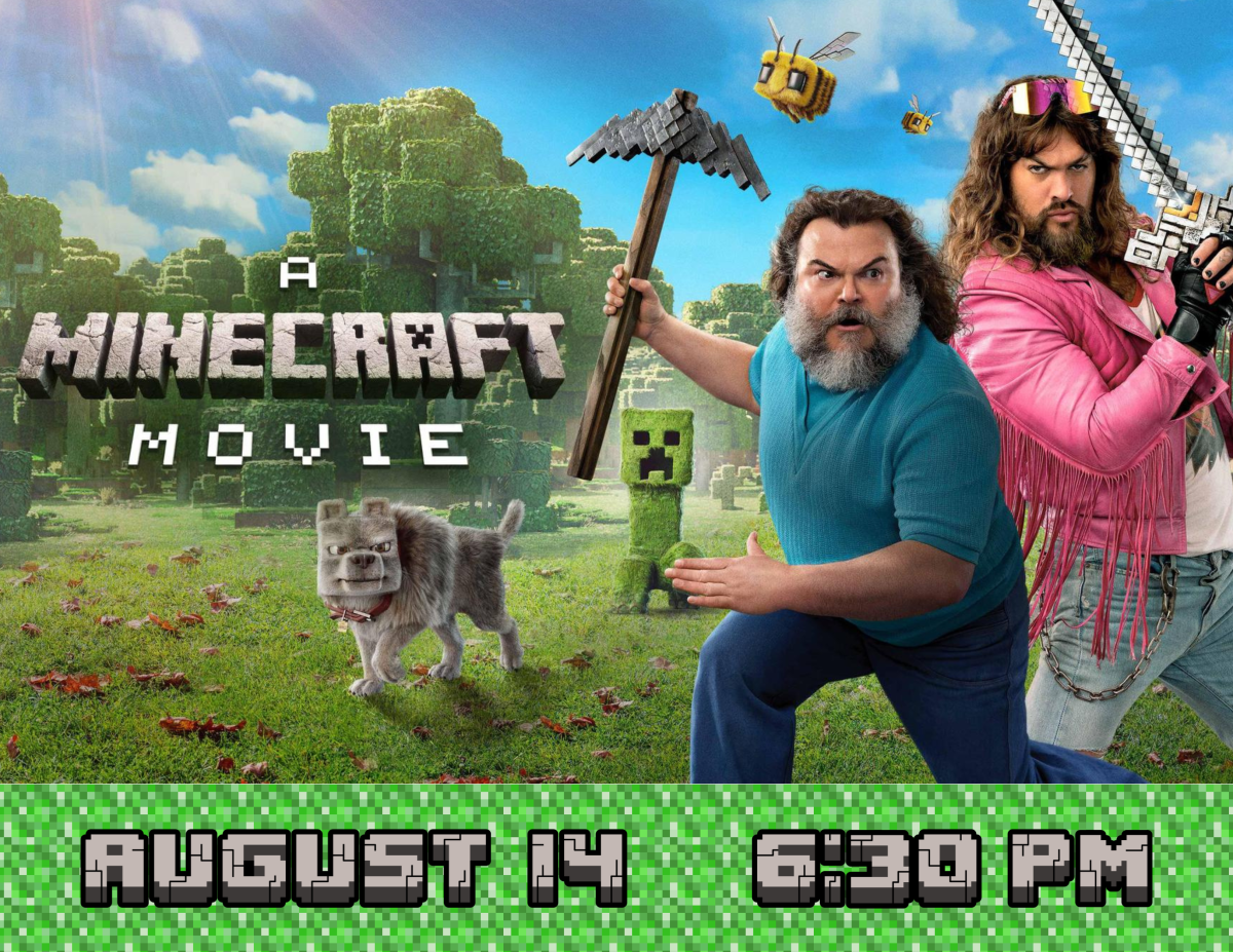 two men running with spears on a field Minecraft a Movie